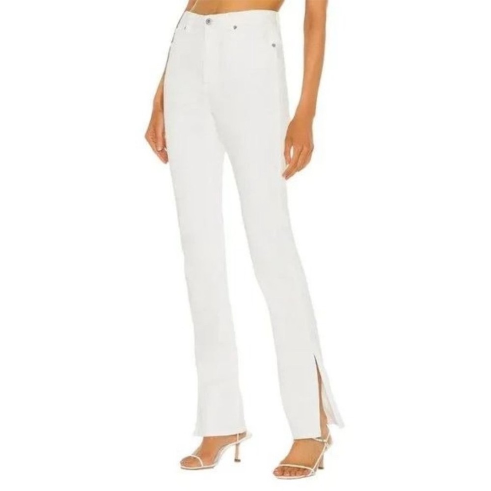 Something Navy NWT Nina Denim Pants With Slit in White Women's Sz‎ 10 High Rise